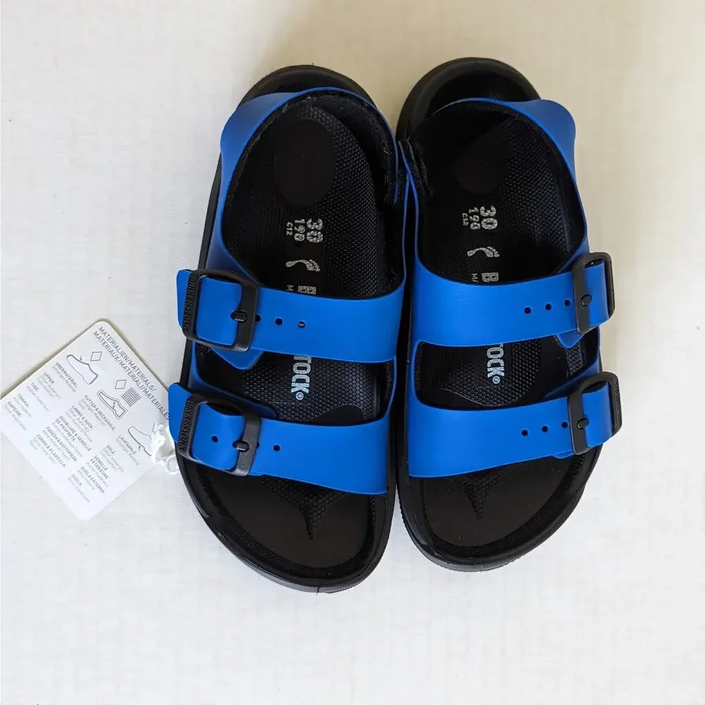 NWT Birkenstock Kids Size 30/US12 Mogami Ultrablue Black Sandals Narrow Fit